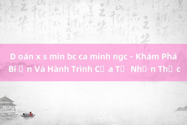 D oán x s min bc ca minh ngc - Khám Phá Bí Ẩn Và Hành Trình Của Tự Nhận Thức